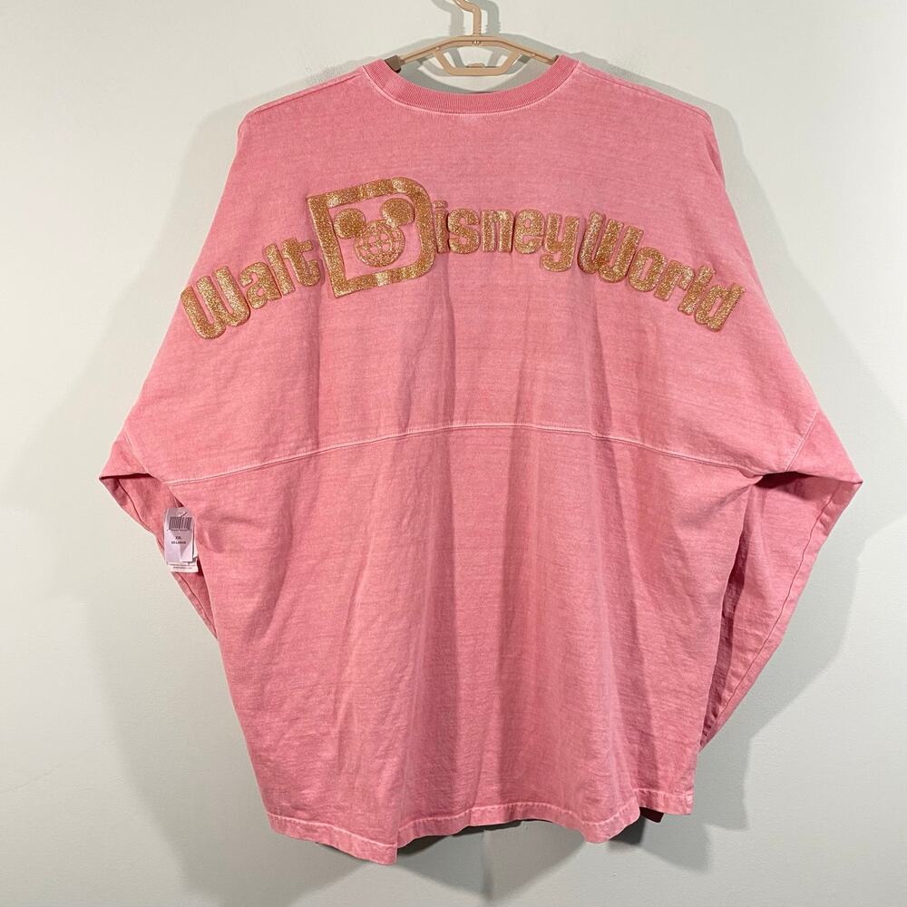 Walt Disney World Spirit Jersey Dusty Rose Gold Glitter Oversized Top Sz XXL NWT